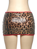 Nibber Sexy Sequin Leopard Print Skirts Women Y2K Hipster Vintage Wild Midnigh Coquette Club Skinny Party Peach Hip Mini Bottoms