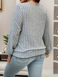 Big Size Solid Ribbed Sweatshirt, Spring and Autumn Casual Long Sleeve Sweatshirt, Women's Plus Size Clothing