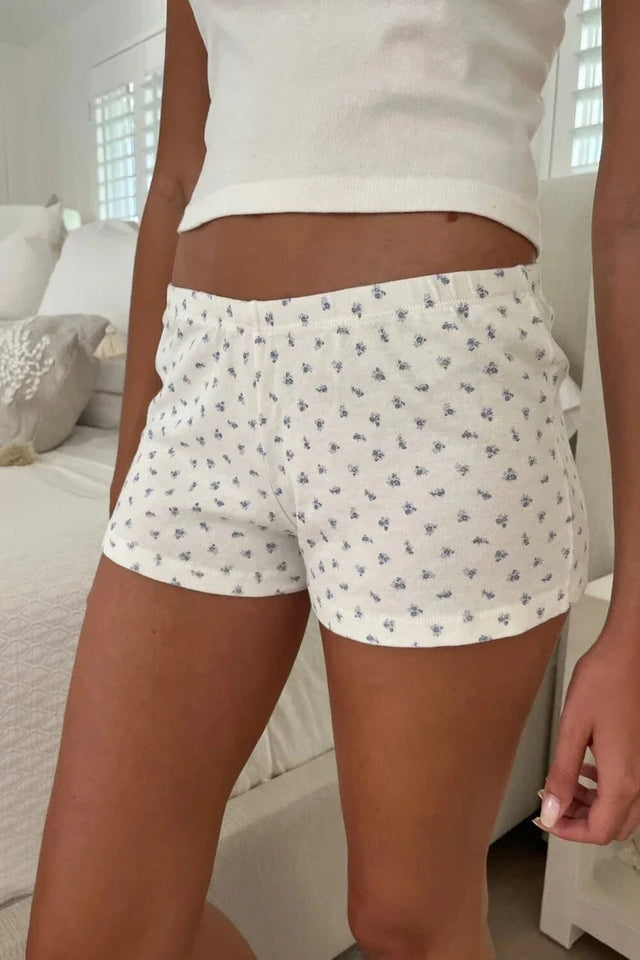 Women's Summer Casual Shorts Flora Striped Printed Lounge Shorts Slim Elastic Band Low Waist Shorts Clothing