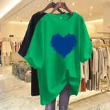 Women Clothing Basic Printed T-shirt Summer Short Sleeve Loose Casual Pullovers Pure Cotton O-neck Top Tees