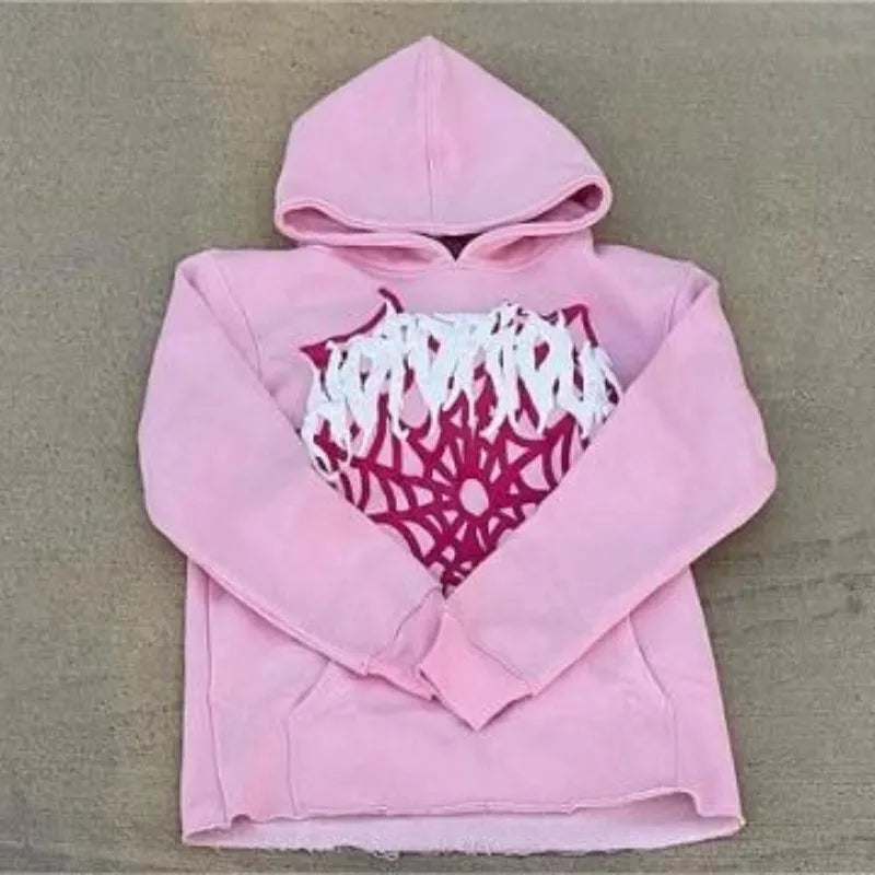 Y2k Spider Print Hoodies Women Men Hip Hop Pullover Long Sleeve Jacket Coats Fall Winter Harajuku Casual Loose Hooded Sweatshirt