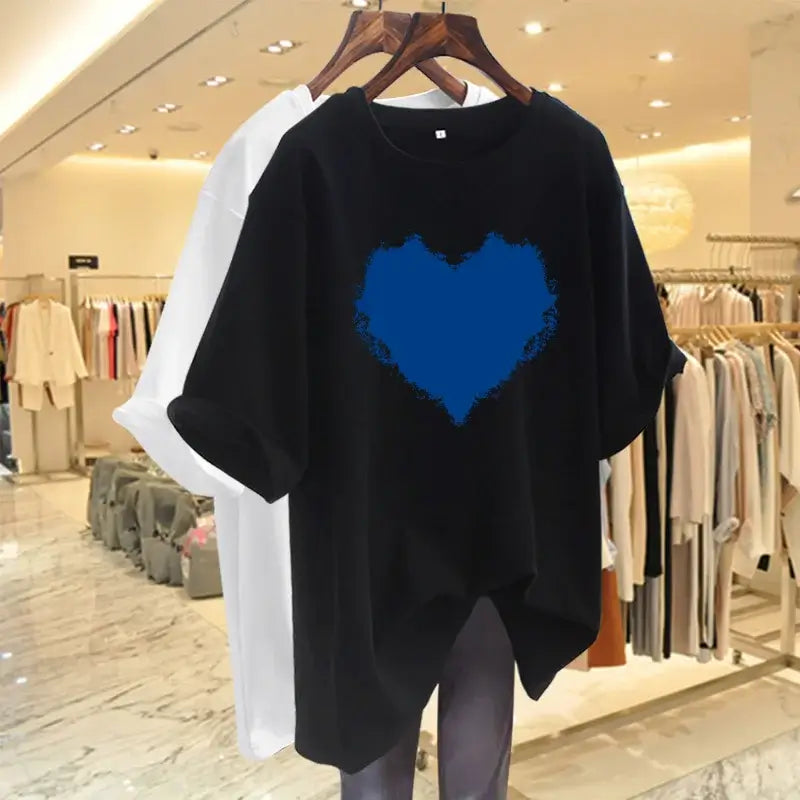 Women Clothing Basic Printed T-shirt Summer Short Sleeve Loose Casual Pullovers Pure Cotton O-neck Top Tees