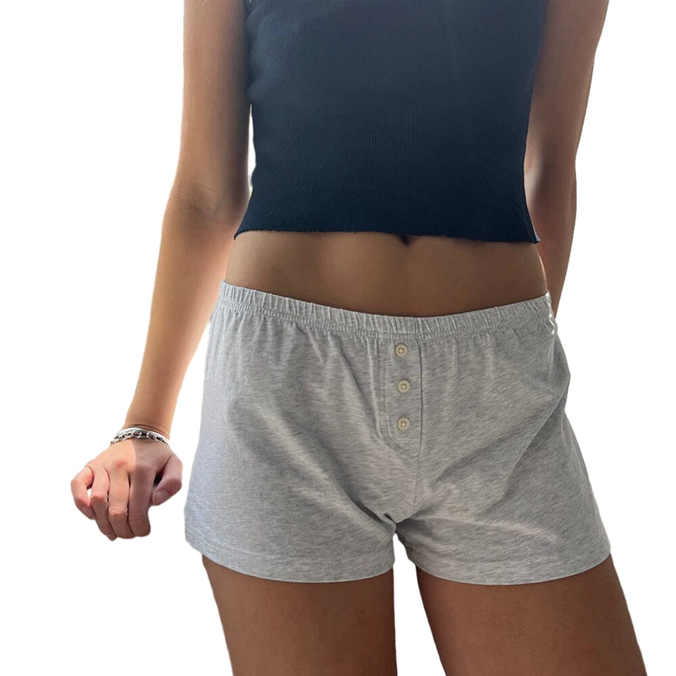 Women's Summer Casual Shorts Flora Striped Printed Lounge Shorts Slim Elastic Band Low Waist Shorts Clothing